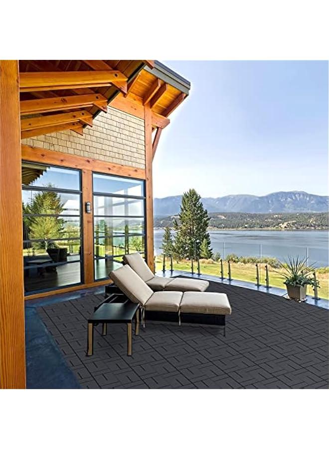 Arabest Plastic Interlocking Deck Tiles, 9 Pack Outdoor Patio Flooring, 12x12 Interlocking Decking Tile Outdoor All Weather Use, Waterproof Patio Pavers for Pool Balcony Backyard Porch, Dark Grey - Image 5