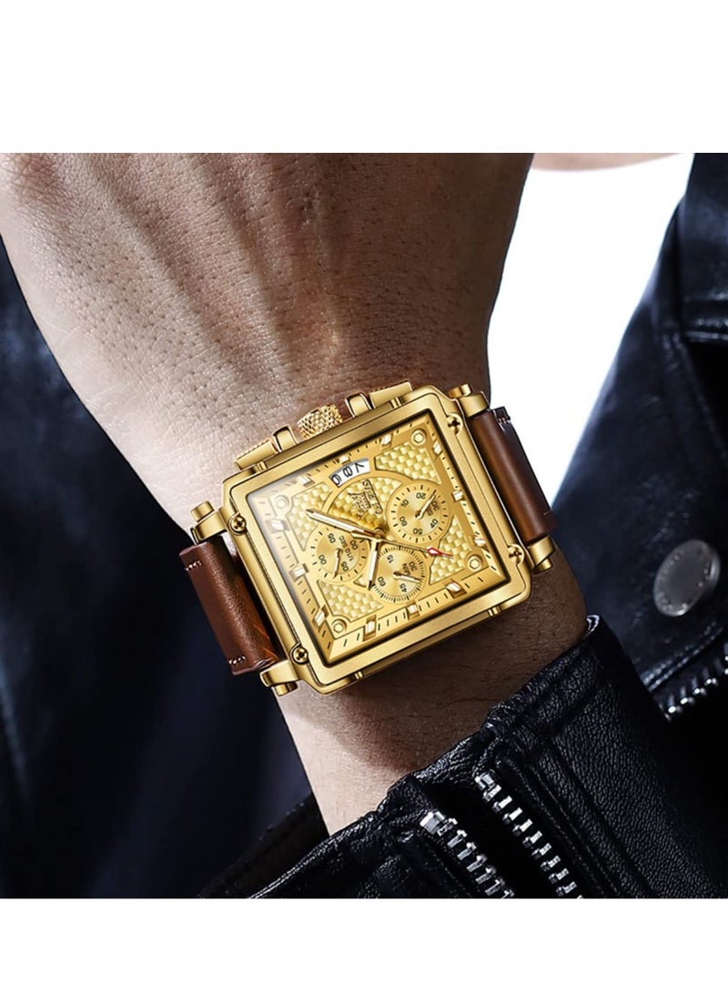 أوليفز ساعة OLEVS للرجال كرونوغراف من الجلد باللون البني، طراز 9925 - Image 2