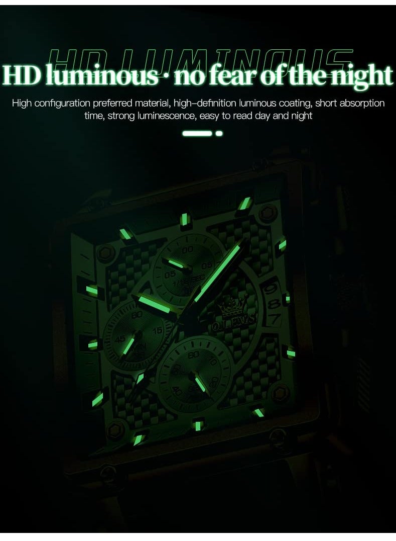 أوليفز ساعة OLEVS للرجال كرونوغراف من الجلد باللون البني، طراز 9925 - Image 5