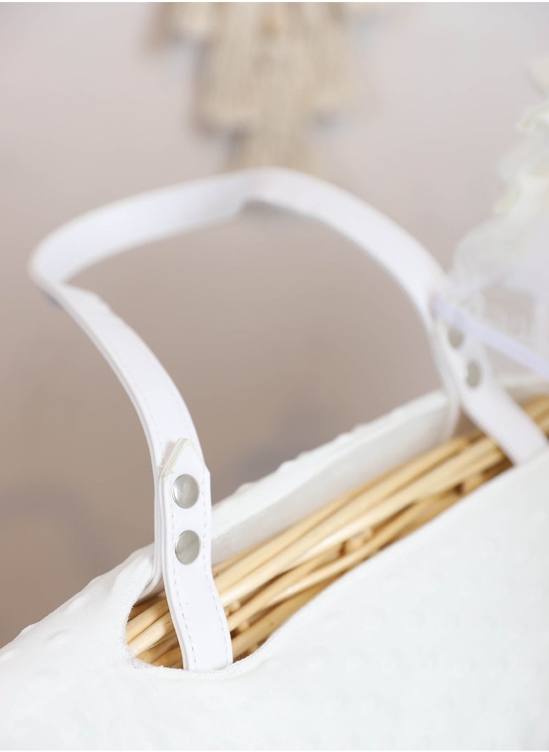 FUN MOMENT - Moses Basket Baby Cradle Cot With Stand - Off White - Image 1