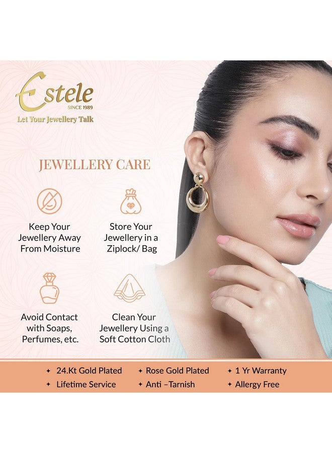 Estele Fashion Jewellery Gold Plated Fancy Designer Drop & Dangler Fish Hook Earrings for Girls and Women-437/714 ER - Image 3
