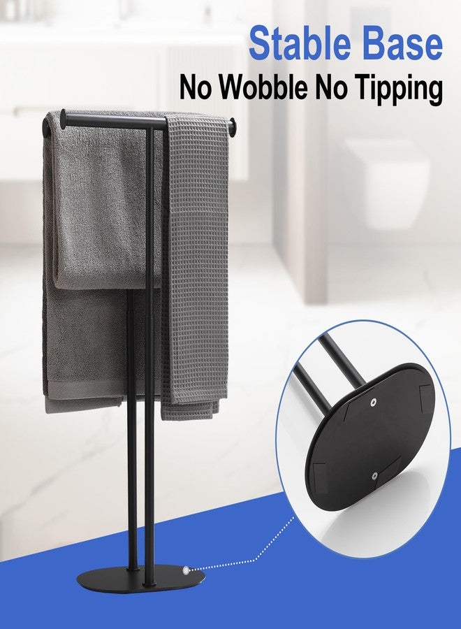 BVL Freestanding Matte Black Towel Rack with Extendable Double Bars, Weighted Base Bathroom Towel Holder Stand, Rust-Resistant Stainless Steel Standing Towel Racks for Bathroom Storage - Image 2