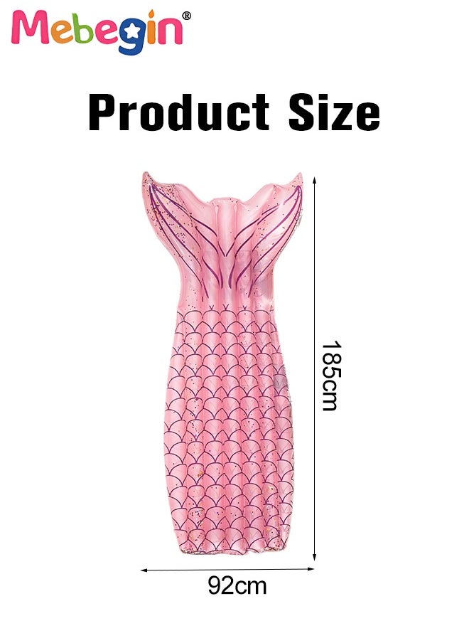 MEBEGIN - 185*92cm Inflatable Pool Float, Giant Swimming Pool Floating, Mermaid Shape Inflatable Mat with Realistic Printing, Water Floating Raft, Creative Pool Lounger, Fun Pool Accessories, Made of High Quality PVC, Suitable for Any Summer Themed Party, Beach, Sea, Pool and Water Park - Image 1