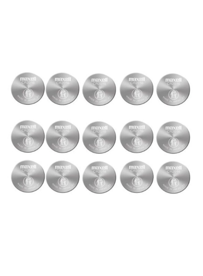 ماكسل 15 قطعة من بطاريات ليثيوم ماكسيل CR2016 3 فولت يابانية