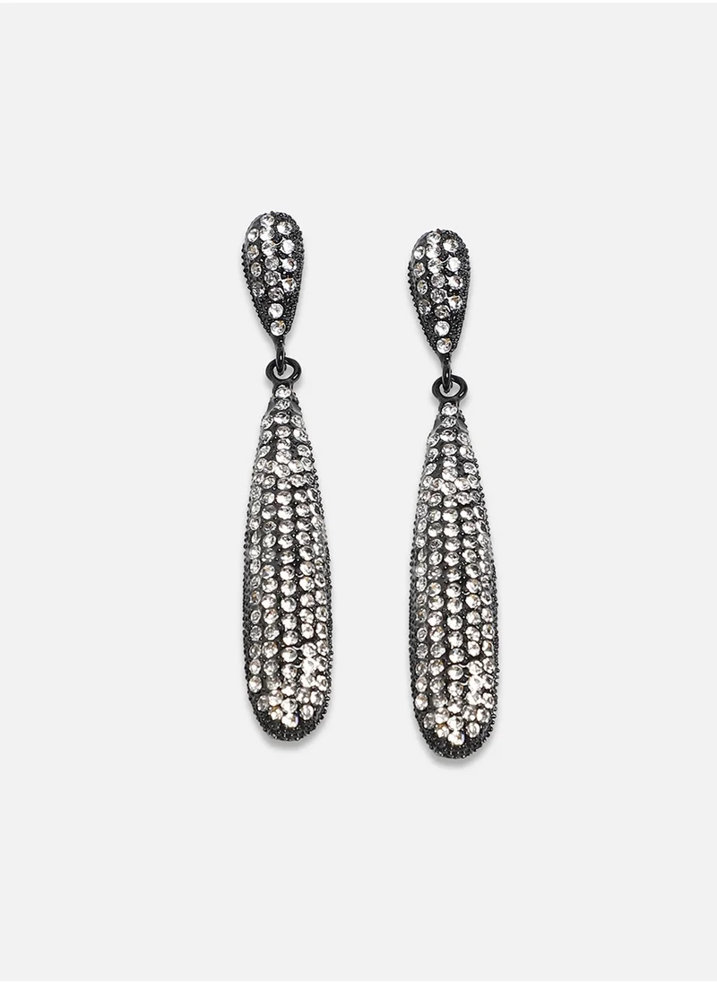 SOHI Bling Almond Drop Earrings - Chalice Silver-Colour