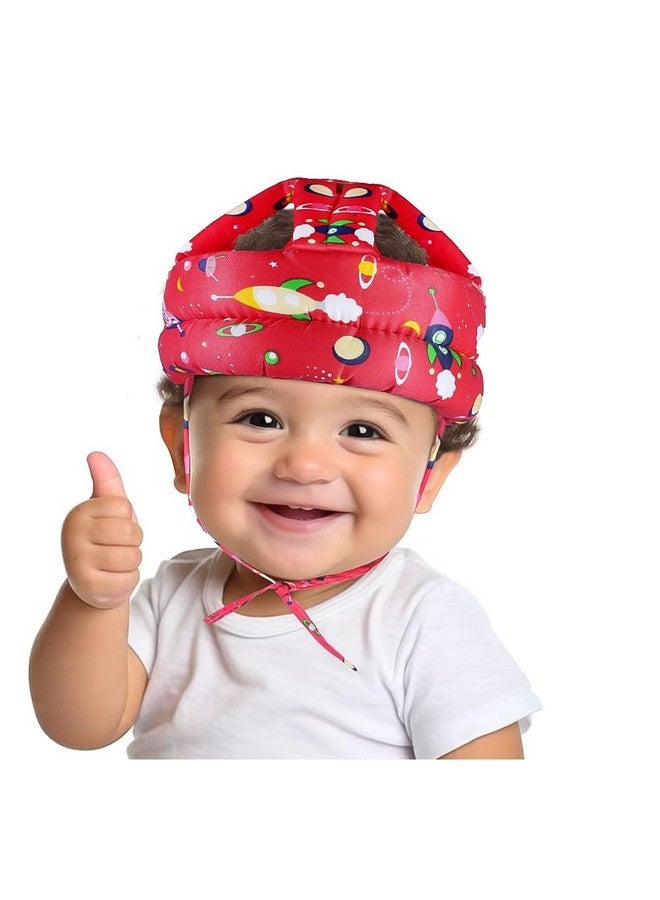 Baby Head Protective Helmet, Bumper Bonnet Baby Safety Helmet For Crawling And Walking & Adjustable Toddlers Head Safety Cushion Backpack,Baby Protection (Rocket-Print-Helmet)