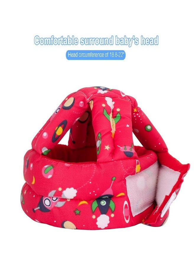 Baby Head Protective Helmet, Bumper Bonnet Baby Safety Helmet For Crawling And Walking & Adjustable Toddlers Head Safety Cushion Backpack,Baby Protection (Rocket-Print-Helmet)