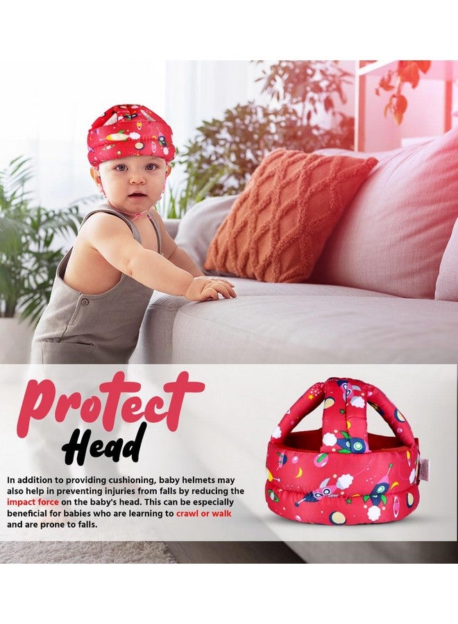 Baby Head Protective Helmet, Bumper Bonnet Baby Safety Helmet For Crawling And Walking & Adjustable Toddlers Head Safety Cushion Backpack,Baby Protection (Rocket-Print-Helmet)