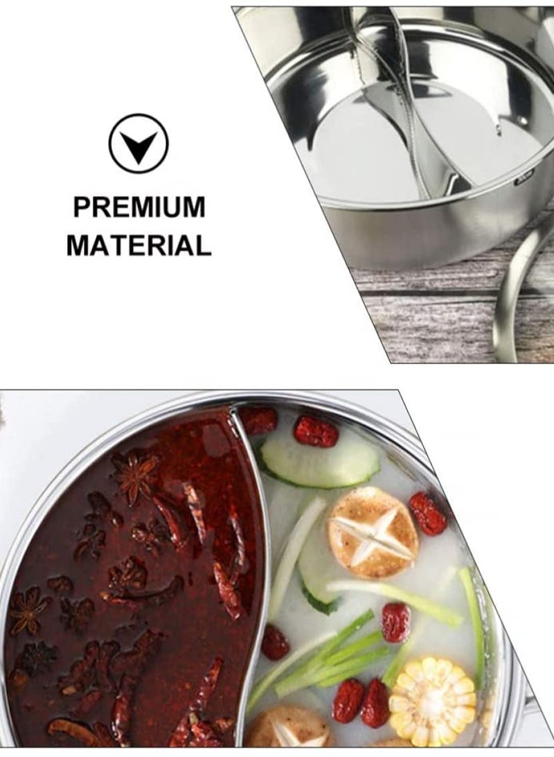 قدر من الفولاذ المقاوم للصدأ 304، مع فاصل للمكونات المشوية، مناسب للمواقد الحثية ومواقد الغاز. يكفي 2-4 أشخاص. قدر حساء، قدر مزدوج المناطق. - Image 2