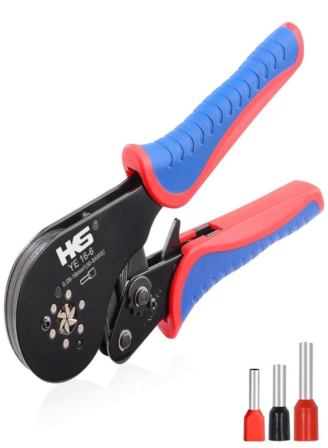 اتش كي اس أداة تجعيد أطراف الأسلاك HKS AWG 30-5، مكبس سداسي ذاتي الضبط، لأطراف الأكمام، وأطراف الأسلاك (مكبس 16-6) - Image 1