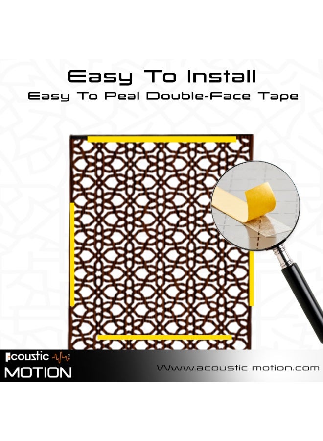أكويستك موشان لوحات جدارية خشبية من خشب MDF من ACOUSTIC MOTION®، بتصميم ARRAYمع شريط لاصق مزدوج الوجه، لون بني عصري، مناسبة للمنزل، غرفة المعيشة، غرفة النوم، المكتب والفندق، 25×50×0.5 سم، طقم من 4 قطع - Image 4