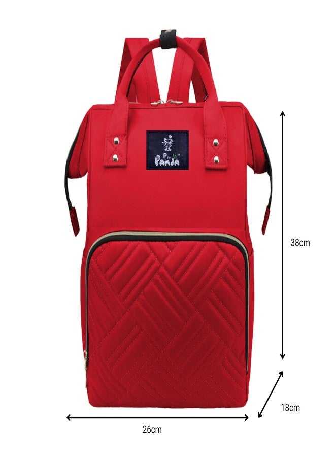 OBABY Baby Diaper Bag spacious/multi-pocket/diaper backpack/fashionable/waterproof/large capacity/durable/Maternity Backpack Cum Tote bag Spacious to Easily Organise Baby Essentials. (Red Pattern) - Image 2