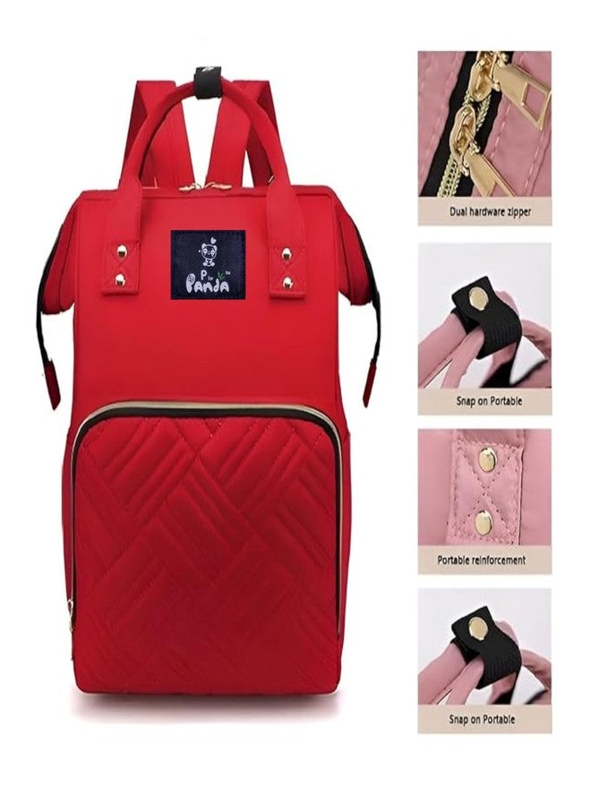 OBABY Baby Diaper Bag spacious/multi-pocket/diaper backpack/fashionable/waterproof/large capacity/durable/Maternity Backpack Cum Tote bag Spacious to Easily Organise Baby Essentials. (Red Pattern) - Image 4