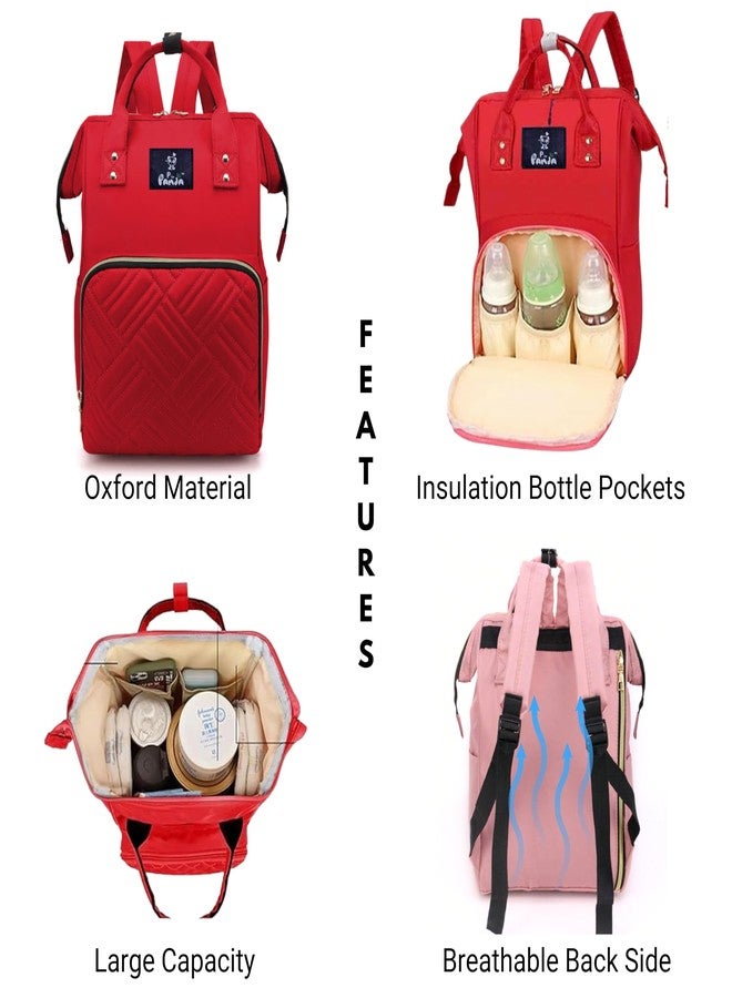 OBABY Baby Diaper Bag spacious/multi-pocket/diaper backpack/fashionable/waterproof/large capacity/durable/Maternity Backpack Cum Tote bag Spacious to Easily Organise Baby Essentials. (Red Pattern) - Image 3