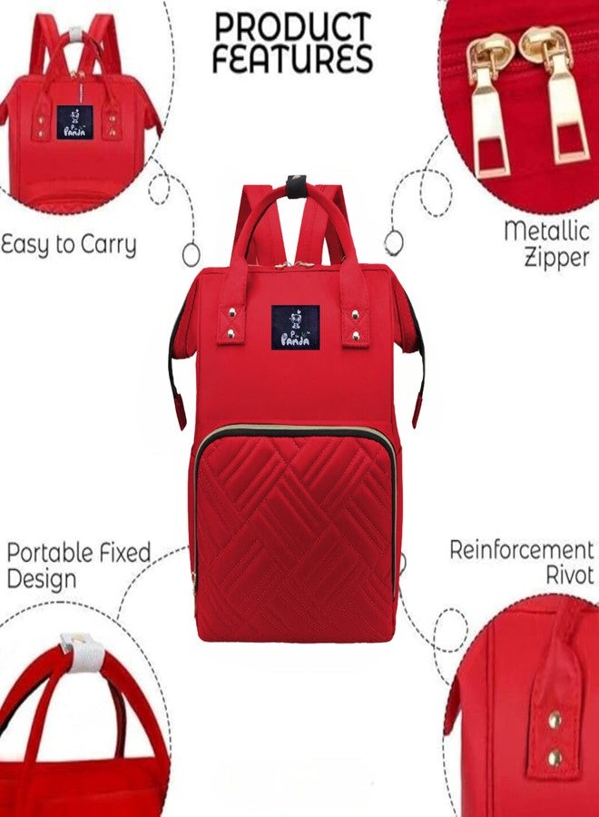OBABY Baby Diaper Bag spacious/multi-pocket/diaper backpack/fashionable/waterproof/large capacity/durable/Maternity Backpack Cum Tote bag Spacious to Easily Organise Baby Essentials. (Red Pattern) - Image 5