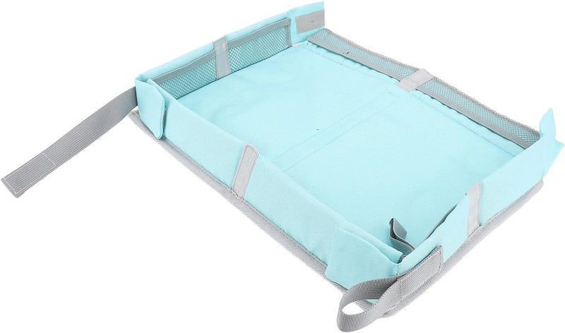 Zunate Foldable Airplane Tray Cover Organizer Bag for Kids & Adults - Multifunctional Travel Table Tray for Planes, Trains, Cars - Navy Blue (Green) - Image 3