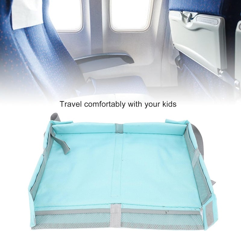 Zunate Foldable Airplane Tray Cover Organizer Bag for Kids & Adults - Multifunctional Travel Table Tray for Planes, Trains, Cars - Navy Blue (Green) - Image 2