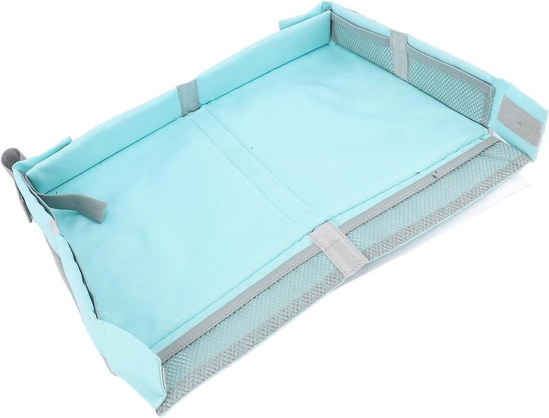 Zunate Foldable Airplane Tray Cover Organizer Bag for Kids & Adults - Multifunctional Travel Table Tray for Planes, Trains, Cars - Navy Blue (Green) - Image 1