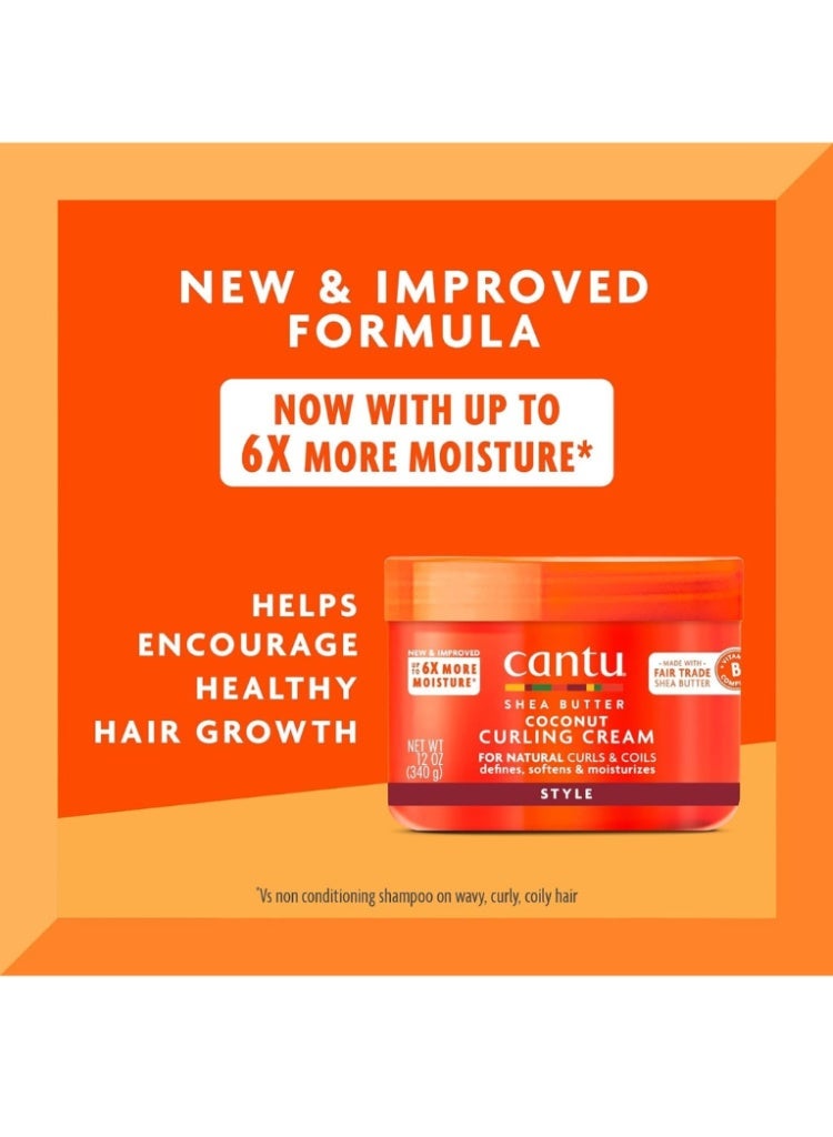 Cantu Shea Butter Coconut Curling Cream for Natural Hair – Moisturizing Curl Defining Anti-Frizz Styling Cream - Image 2
