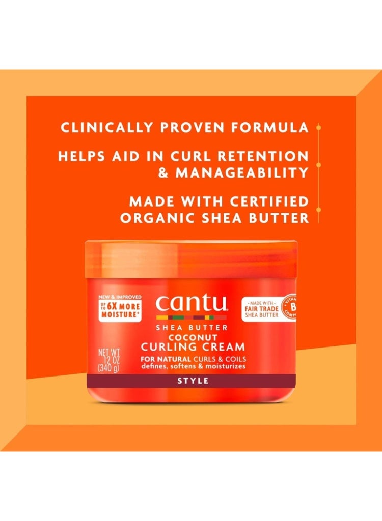 Cantu Shea Butter Coconut Curling Cream for Natural Hair – Moisturizing Curl Defining Anti-Frizz Styling Cream - Image 3