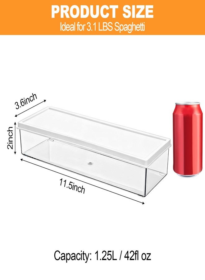 ZENFUN 6 Pc Pasta Containers with Lids for Pantry, Airtight Spaghetti Noodle Holder, Plastic Food Keeper for Fridge Kitchen Cabinet, 3" x 11" x 2", BPA-FREE - Image 2