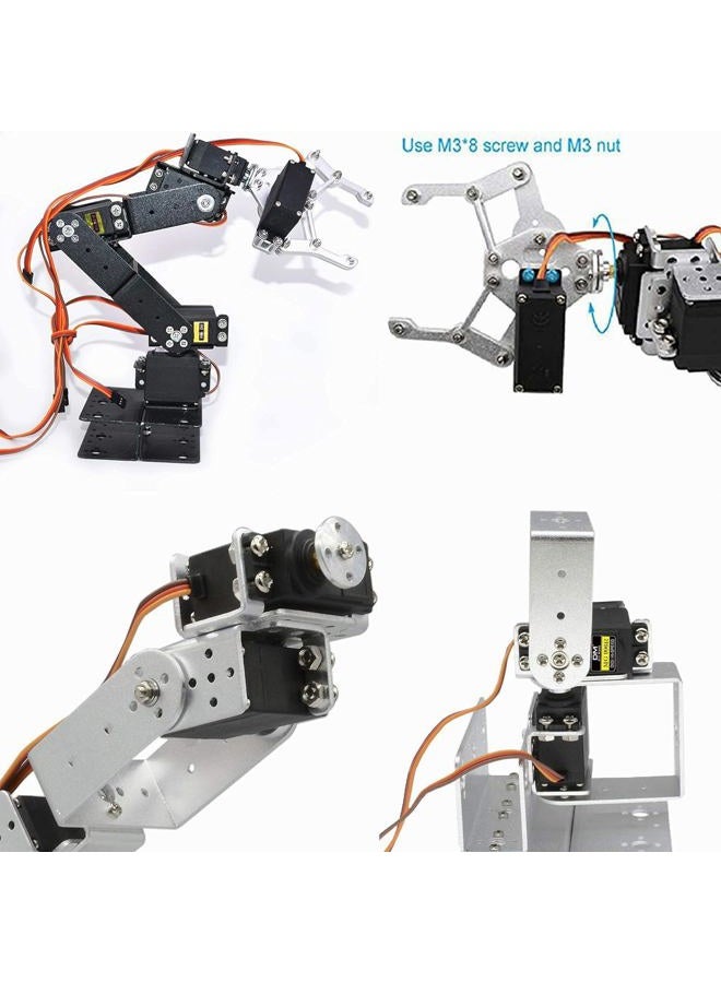diymore Silver ROT3U 6DOF Aluminium Robot Arm Mechanical Robotic Clamp Claw Kits for Arduino(Parts) - Image 5