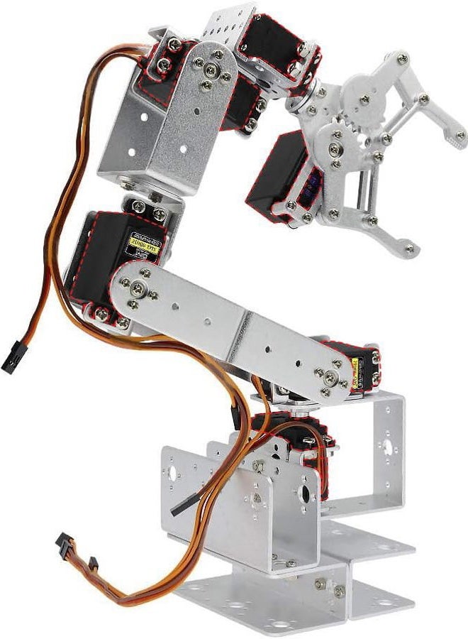 diymore Silver ROT3U 6DOF Aluminium Robot Arm Mechanical Robotic Clamp Claw Kits for Arduino(Parts) - Image 1
