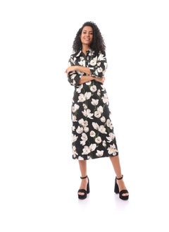 Floral Midi Dress With Side Zipper - pzsku/Z0A9E74704C555C0F93EAZ/45/_/1702466254/83d8bf4e-ad71-4779-9a6f-eeb29035a521