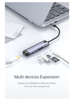 مكدودو هَب 6 في 1 بمنفذ USB-C مع عدة منافذ، محول Type-C إلى HDMI بدقة 4K مع قارئ بطاقات SD وTF، و3 منافذ USB 3.0، متوافق مع ماك بوك برو وإير M3 M2 M1 وآيباد برو M4 وآيفون 16 و15 برو ماكس وجالكسي S24 وS23 ألترا، باللون الفضي  - Image 2