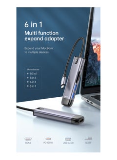 مكدودو هَب 6 في 1 بمنفذ USB-C مع عدة منافذ، محول Type-C إلى HDMI بدقة 4K مع قارئ بطاقات SD وTF، و3 منافذ USB 3.0، متوافق مع ماك بوك برو وإير M3 M2 M1 وآيباد برو M4 وآيفون 16 و15 برو ماكس وجالكسي S24 وS23 ألترا، باللون الفضي  - Image 3