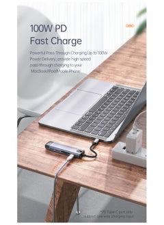 مكدودو هَب 6 في 1 بمنفذ USB-C مع عدة منافذ، محول Type-C إلى HDMI بدقة 4K مع قارئ بطاقات SD وTF، و3 منافذ USB 3.0، متوافق مع ماك بوك برو وإير M3 M2 M1 وآيباد برو M4 وآيفون 16 و15 برو ماكس وجالكسي S24 وS23 ألترا، باللون الفضي  - Image 4