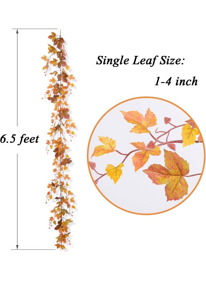 Lvydec 2 Pack Fall Maple Leaf Garland Clearance - 6.5ft/Piece Artificial Fall Foliage Garland Autumn Decoration for Home Wedding Halloween Party Thanksgiving - Image 5