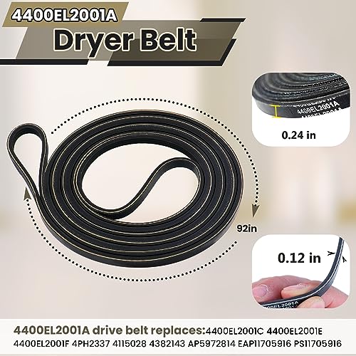 M Motico Upgraded Dryer Roller Kit for LG Kenmore Dryer Parts, Dryer Repair Kit Include 4581EL2002L Dryer Rollers, 4561EL3002A Dryer Idler Pulley, 4400EL2001F Dryer Belt Compatible with DLE3733W DLE3777W - Image 3