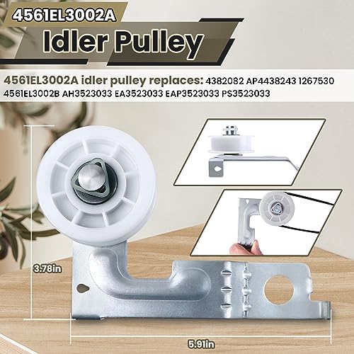 M Motico Upgraded Dryer Roller Kit for LG Kenmore Dryer Parts, Dryer Repair Kit Include 4581EL2002L Dryer Rollers, 4561EL3002A Dryer Idler Pulley, 4400EL2001F Dryer Belt Compatible with DLE3733W DLE3777W - Image 4