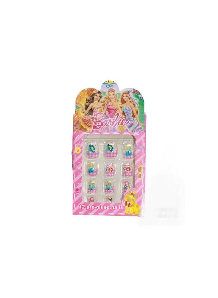 أظافر صناعية قصيرة للأطفال للبنات بتغطية كاملة وملصقة مسبقًا