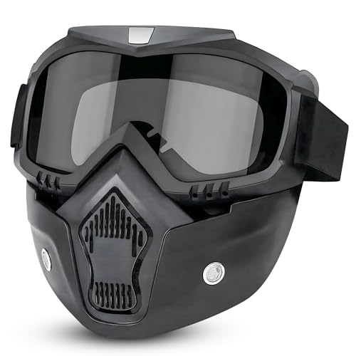 RarePicks Goggle Face Mask for Men & Women | Anti-Scratch Uv Protective Helmet Goggles with Adjustable Dust Shield for Bikers, Motorcyclists & Outdoor Riding - Image 1