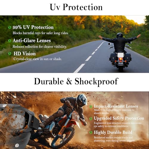 RarePicks Goggle Face Mask for Men & Women | Anti-Scratch Uv Protective Helmet Goggles with Adjustable Dust Shield for Bikers, Motorcyclists & Outdoor Riding - Image 5