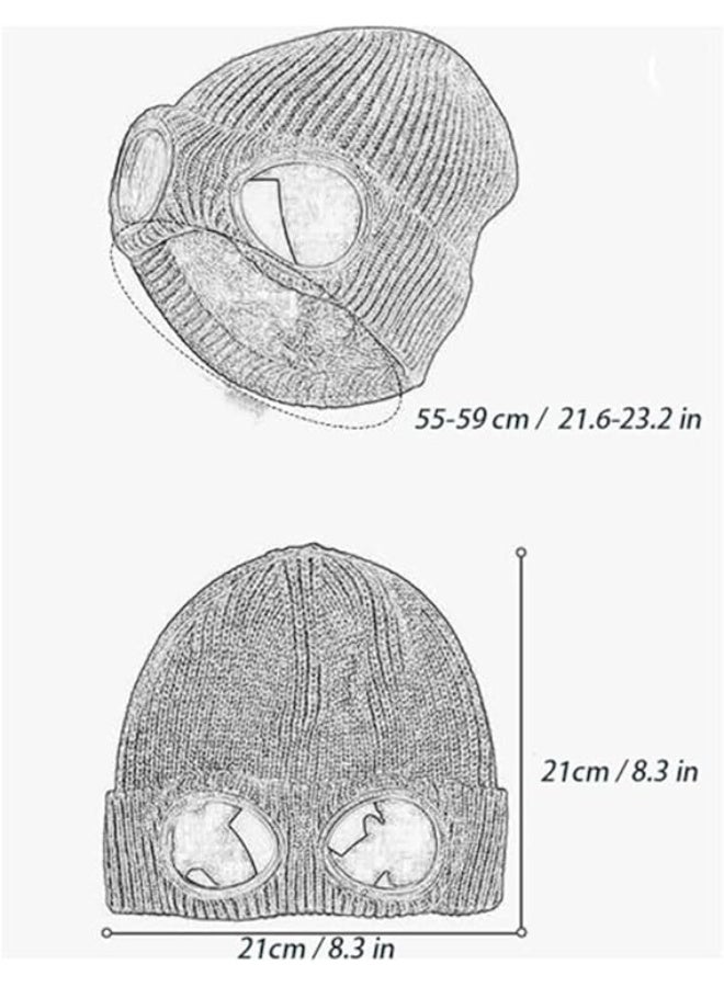 CMGTYYD Winter Warm Knitted Beanie Hat，Unisex Solid Color Goggle Lens Design Beanie Hat, Goggle Lens Beanie Winter Stylish Hat Outdoor Sports，Unisex Fashion Knitted Outdoor Sports Skull Hat - Image 2