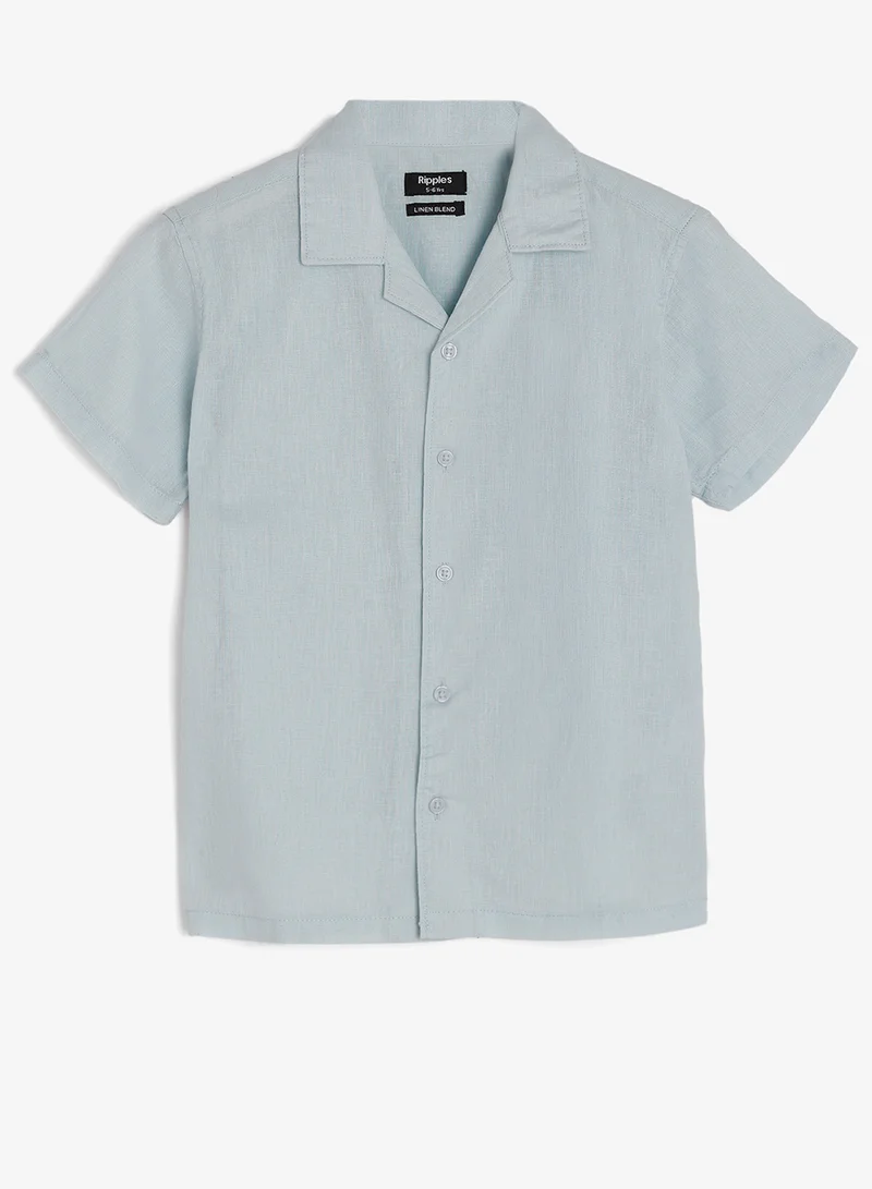 ريبلز مع نمشي Boys Linen Blend Resort Collar Shirt