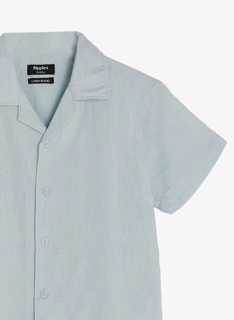 Ripples  Boys Linen Blend Resort Collar Shirt for Kids | Best Price UAE