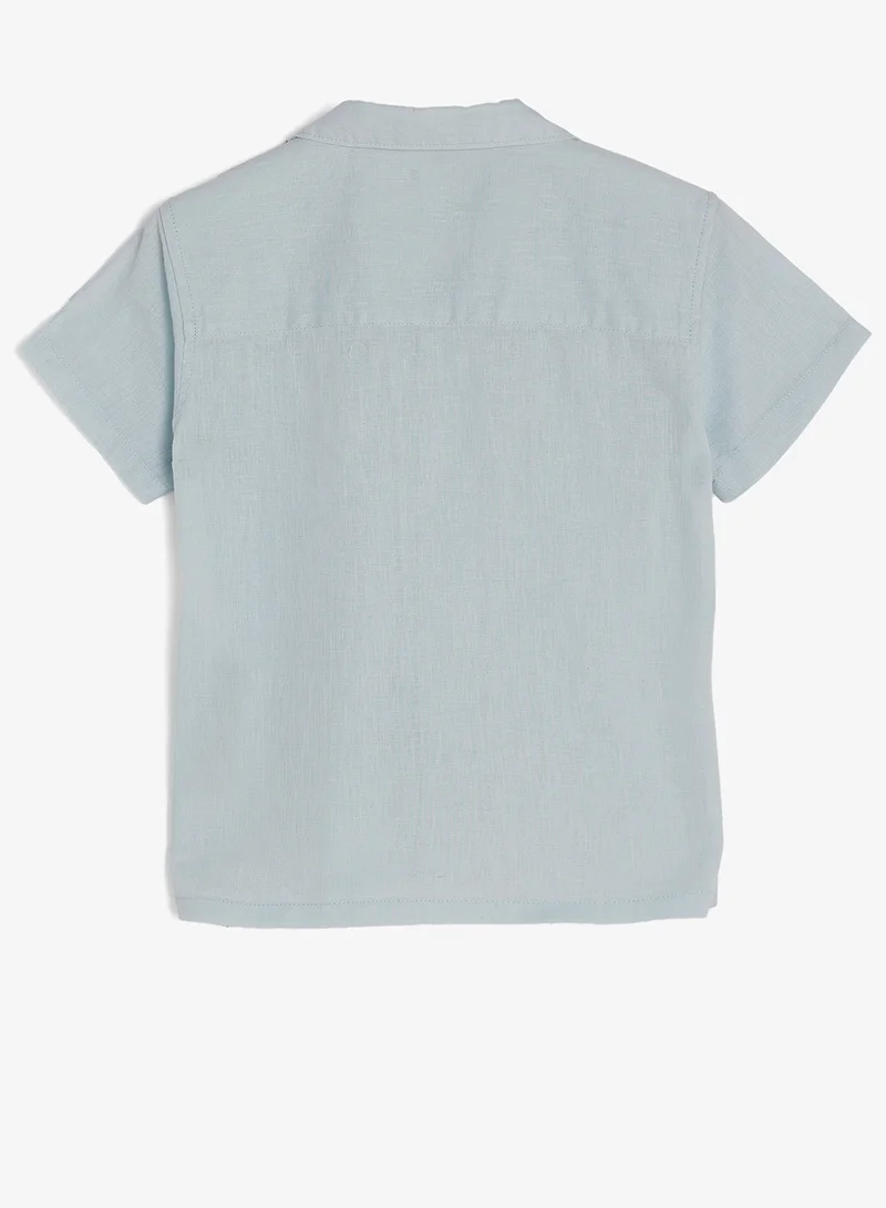 ريبلز مع نمشي Boys Linen Blend Resort Collar Shirt