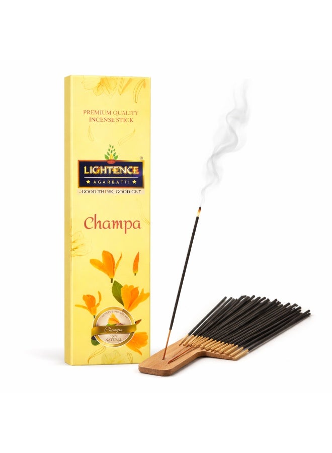Lightence Champa Incense Sticks – Premium Charcoal Free Floral Home Fragrance | Long Burning Meditation & Prayer Incense | Elegant Gift Box | Made in India | 100 Gm - Image 1