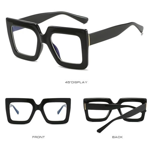 Kursan Oversized Square Black Glasses for Women Men Big Frame Blue Light Blocking Glasses Fashion Eyeglasses (Bright Black) - Image 3
