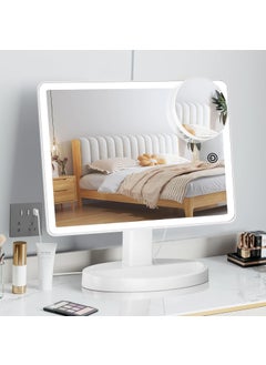 Funtouch Large Lighted Vanity Makeup Mirror with 88 LED, 360 Rotation Touch Screen, 10X Magnification Portable Tabletop Cosmetic Make Up Mirror