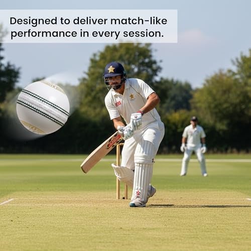 BOXCO Power Hand Stiched Four Piece Cricket Leather Ball for T20, One Day and Test Matches (Pack of 2) (Red & White) - Image 2