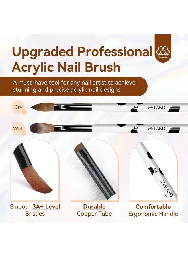 Saviland 3pcs Acrylic Nail Brush Set, Size 8/10/14 Kolinsky Acrylic Nail Brushes for Acrylic Application, Acrylic Powder Nail Art Extension with Black & White Handle for Beginner & Professional - Image 4