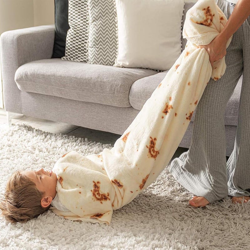 Acteb Burrito Tortilla Blanket Baby Stuff Shower White Elephant Gifts for Kids Throw Blankets Wrap Swaddle Toddler Boy Girl Party Novelty Gag Pets Soft Fleece 40in - Image 5