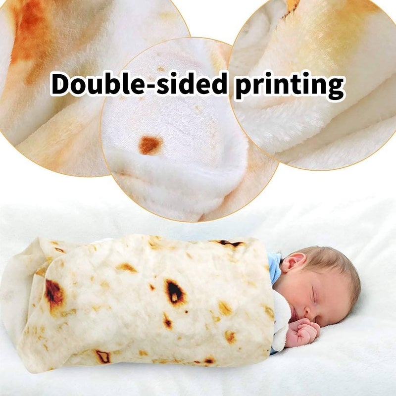Acteb Burrito Tortilla Blanket Baby Stuff Shower White Elephant Gifts for Kids Throw Blankets Wrap Swaddle Toddler Boy Girl Party Novelty Gag Pets Soft Fleece 40in - Image 3