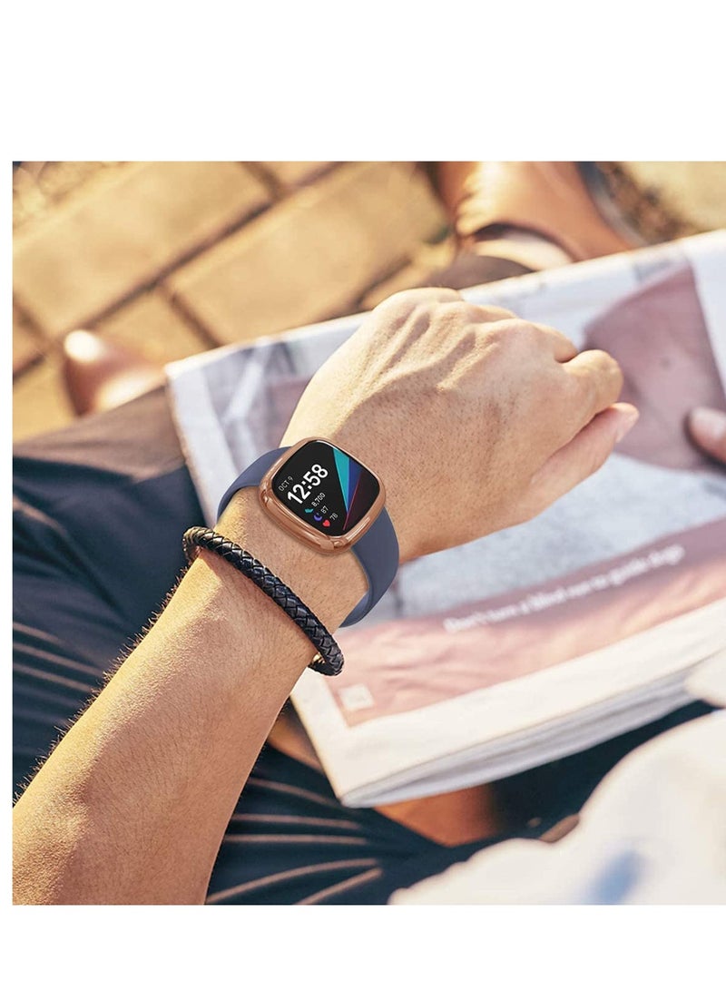 Smart Watch Protective Case, Screen Protector Case Compatible with for Fitbit Sense and Versa 3, Soft TPU Plated Bumper Full Cover Cases for Sense Smartwatch, 4-Pack - Image 2