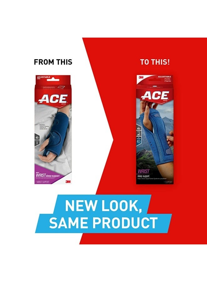 ACE Brand Night Wrist Sleep Support, Adjustable Wrist Brace, Cushioning Beads and Palmar Splint, Sleep Support for Left and Right Wrist, One Size Fits Most - Image 1